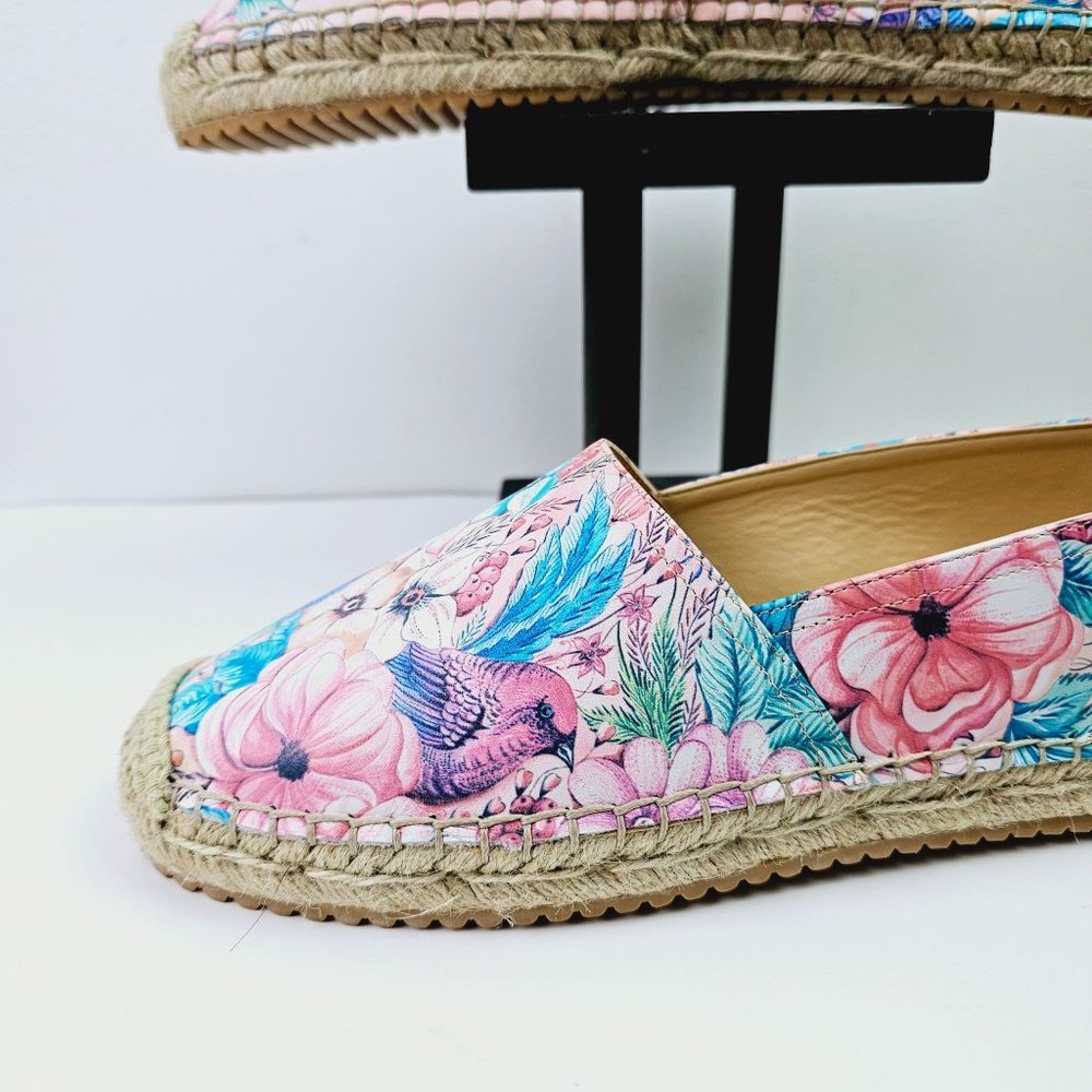 Anuschka Women's Floral Birds Espadrille Slip On Loafers, Sz 10 NWOB - Picture 4 of 10